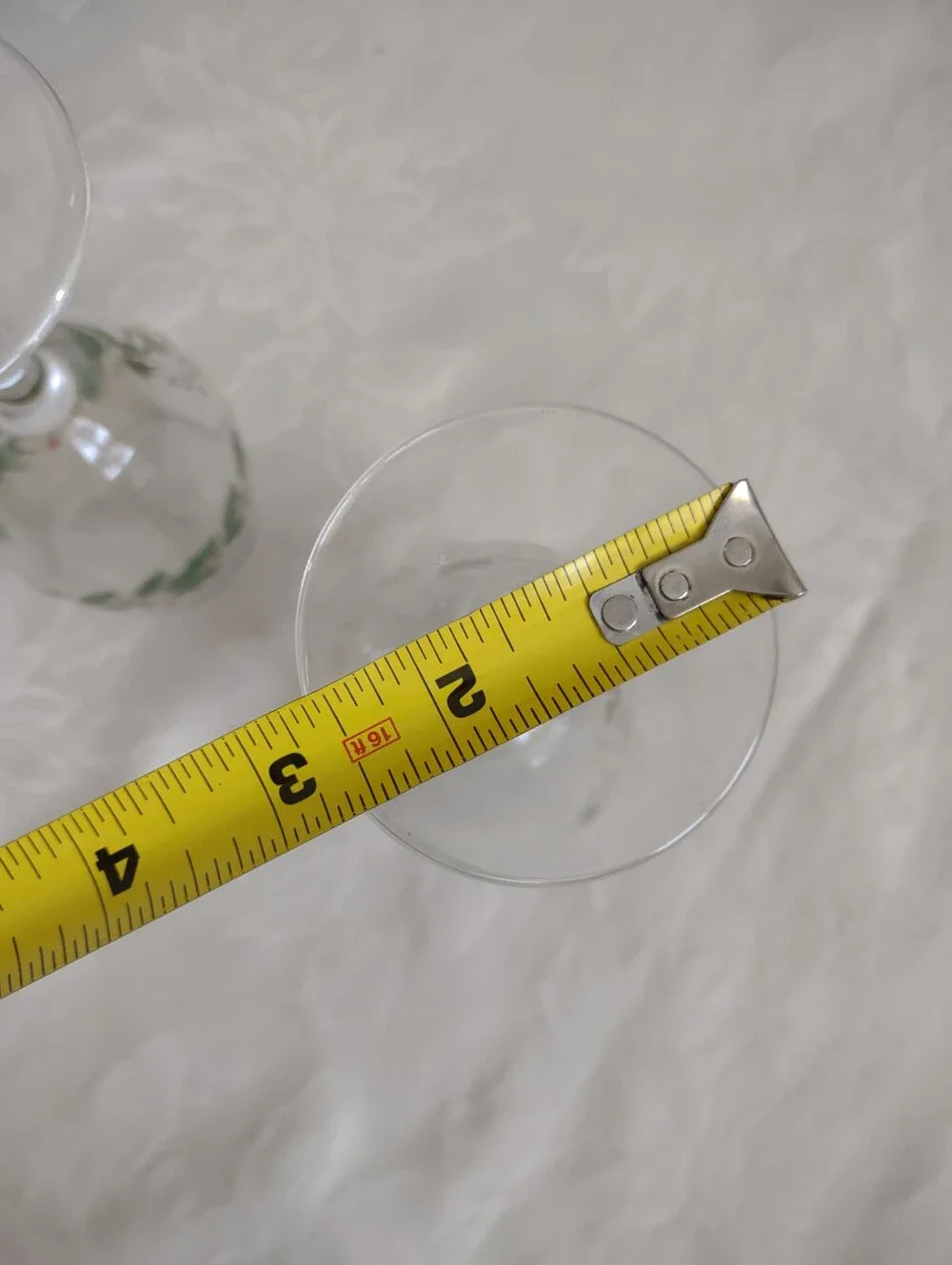 Holiday Holly Berries Hand Painted Stemmed Tall Crystal Glasses Wine Champagne